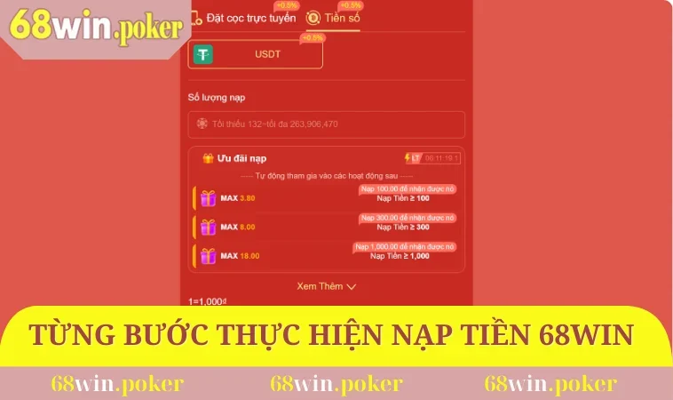 Nạp Tiền 68WIN 2 Chi tiết từng bước thực hiện nạp tiền 68WIN